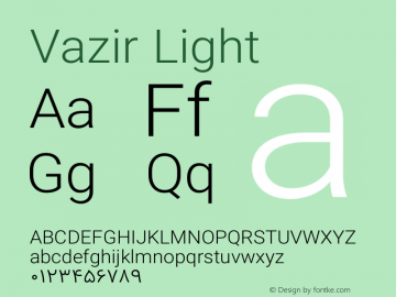 Vazir Light Version 5.1.0 Font Sample