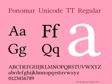 Ponomar Unicode TT Regular 1.2 Font Sample