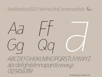 BwModelicaSS02-HairlineUltraCondensedItalic ☞ Version 2.000;com.myfonts.easy.branding-with-type.bw-modelica-ultra-condensed.ss02-hairline-ultra-condensed-italic.wfkit2.version.4FSs图片样张