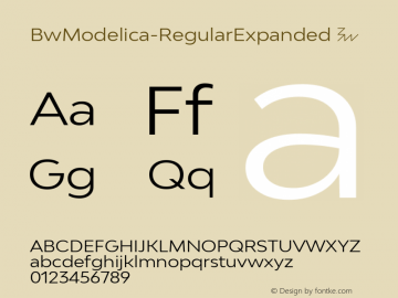 BwModelica-RegularExpanded ☞ Version 2.000;com.myfonts.easy.branding-with-type.bw-modelica-expanded.regular-expanded.wfkit2.version.4FVB Font Sample