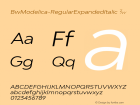 BwModelica-RegularExpandedItalic ☞ Version 2.000;com.myfonts.easy.branding-with-type.bw-modelica-expanded.regular-expanded-italic.wfkit2.version.4FVA Font Sample