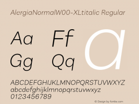 AlergiaNormalW00-XLtitalic Regular Version 1.00 Font Sample