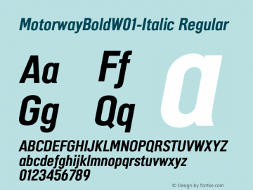 MotorwayBoldW01-Italic Regular Version 1.10图片样张