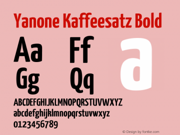 Yanone Kaffeesatz Bold Version 2.000 Font Sample