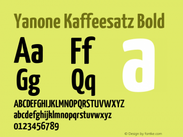 Yanone Kaffeesatz Bold Version 2.000;PS 002.000;hotconv 1.0.88;makeotf.lib2.5.64775 Font Sample