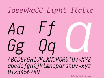 IosevkaCC Light Italic 1.9.6 Font Sample