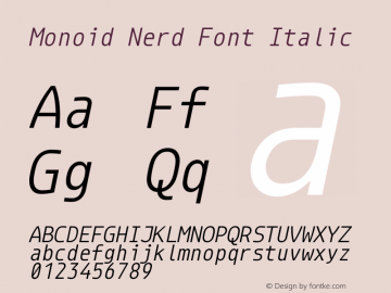 Monoid Nerd Font Italic Version 0.61;Nerd Fonts 0.9. Font Sample