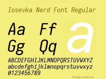 Iosevka Nerd Font Regular 1.8.4; ttfautohint (v1.5) Font Sample