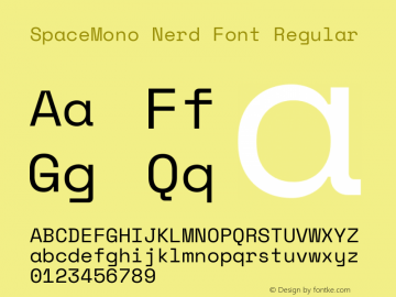 SpaceMono Nerd Font Regular Version 1.000;PS 1.003;hotconv 1.0.81;makeotf.lib2.5.63406 Font Sample