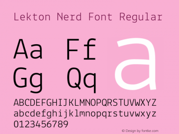 Lekton Nerd Font Regular Version 34.000图片样张
