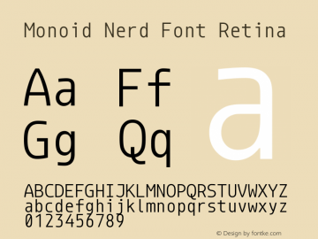 Monoid Nerd Font Retina Version 0.62;Nerd Fonts 0.9. Font Sample