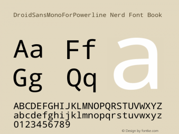 DroidSansMonoForPowerline Nerd Font Book Version 1.00 build 113 Font Sample