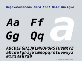 DejaVuSansMono Nerd Font Bold Oblique Version 2.37 Font Sample