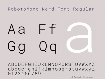 RobotoMono Nerd Font Regular Version 2.000986; 2015; ttfautohint (v1.3) Font Sample