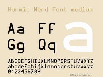 Hurmit Nerd Font medium Version 1.21;Nerd Fonts 0.9. Font Sample