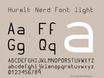 Hurmit Nerd Font light Version 1.21;Nerd Fonts 0.9. Font Sample