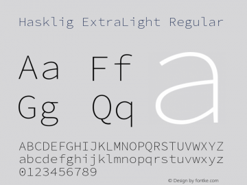 Hasklig ExtraLight Regular Version 2.010;PS 1.0;hotconv 1.0.88;makeotf.lib2.5.647800 Font Sample