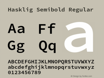 Hasklig Semibold Regular Version 2.010;PS 1.0;hotconv 1.0.88;makeotf.lib2.5.647800 Font Sample