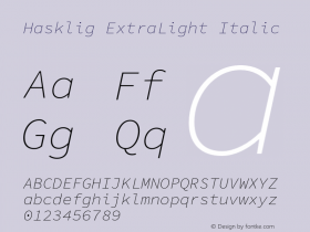 Hasklig ExtraLight Italic Version 1.030;PS 1.0;hotconv 1.0.88;makeotf.lib2.5.647800图片样张