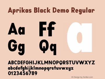 Aprikas Black Demo Regular Version 1.00 November 23, 2016, initial release Font Sample