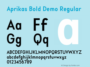 Aprikas Bold Demo Regular Version 1.00 November 23, 2016, initial release Font Sample