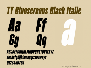 TT Bluescreens Black Italic Version 1.000;com.myfonts.easy.type-type.tt-directors.black-italic.wfkit2.version.4mQ6图片样张