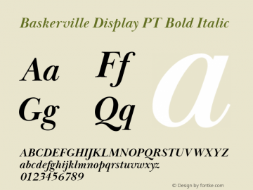 Baskerville Display PT Bold Italic Version 1.000 Font Sample