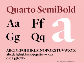 Quarto SemiBold Version 1.200 Font Sample