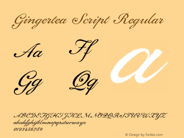Gingertea Script Regular Version 1.001;PS 001.001;hotconv 16.6.51;makeotf.lib2.5.65220图片样张