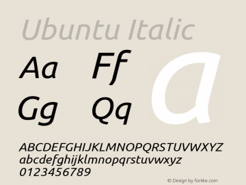 Ubuntu Italic 0.83 Font Sample