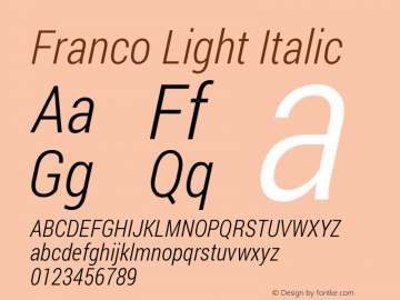 Franco Light Italic Version 1.200311; 2013图片样张