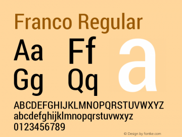 Franco Regular Version 1.200311; 2013图片样张