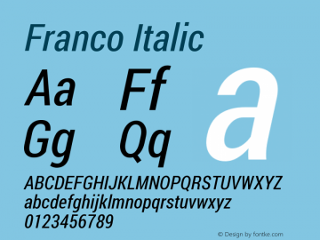 Franco Italic Version 1.200311; 2013图片样张