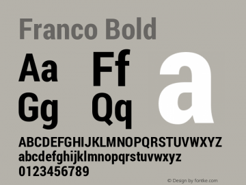 Franco Bold Version 1.200311; 2013 Font Sample