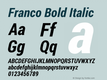 Franco Bold Italic Version 1.200311; 2013图片样张