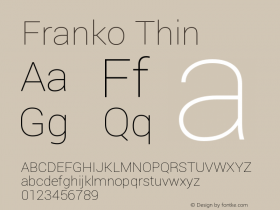 Franko Thin Version 1.200310; 2013 Font Sample