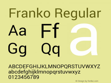Franko Regular Version 1.200310; 2013图片样张