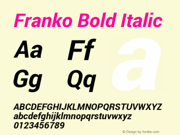 Franko Bold Italic Version 1.200310; 2013图片样张