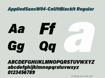 AppliedSansW04-CnUltBlackIt Regular Version 1.00 Font Sample