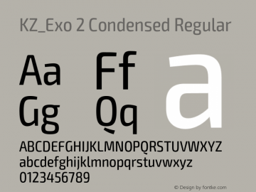 KZ_Exo 2 Condensed Regular Version 1.001;PS 001.001;hotconv 1.0.70;makeotf.lib2.5.58329图片样张