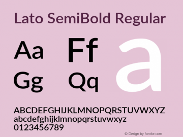 Lato SemiBold Regular Version 2.015; 2015-08-06; http://www.latofonts.com/ Font Sample