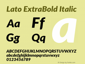 Lato ExtraBold Italic Version 2.015; 2015-08-06; http://www.latofonts.com/图片样张