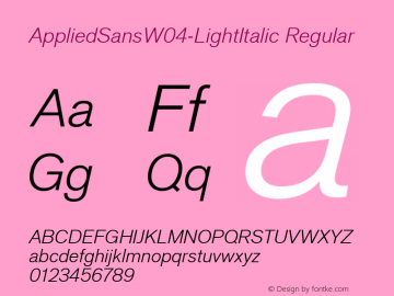AppliedSansW04-LightItalic Regular Version 1.00图片样张