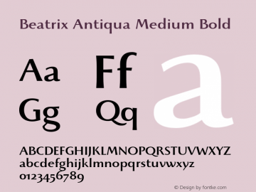 Beatrix Antiqua Medium Bold Version 1.008 Font Sample