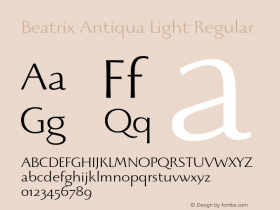 Beatrix Antiqua Light Regular Version 1.008图片样张