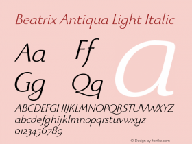 Beatrix Antiqua Light Italic Version 1.008图片样张