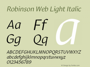 Robinson Web Light Italic Version 1.1 2016 Font Sample