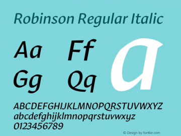 Robinson Regular Italic Version 1.1 2016 Font Sample