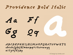 Providence Bold Italic Version 001.000 Font Sample