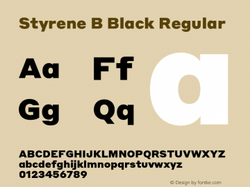 Styrene B Black Regular Version 1.1 2016 Font Sample